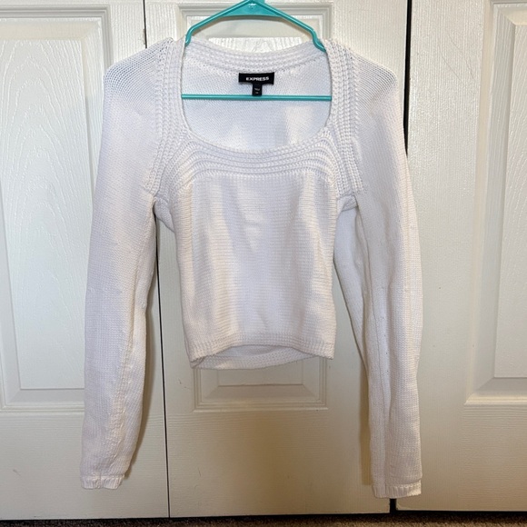 Express Sweaters - Express White Knit Long Sleeve Top